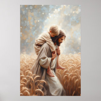 Affiche Jesus Carrying Boy Jesus and Child Jesus and Kids