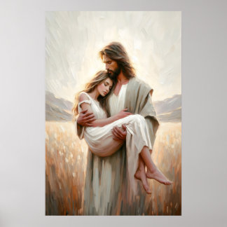 Affiche Jesus Carrying Woman Jesus Woman LDS Art Jesus