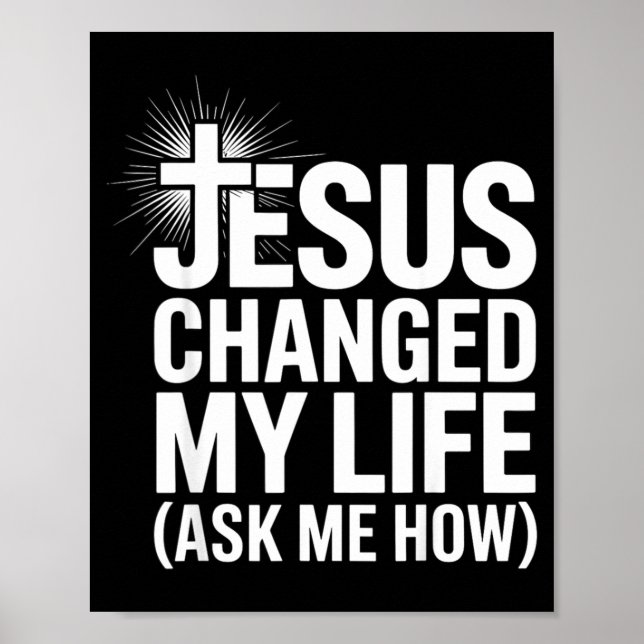 Affiche Jesus Changed My Life Ask Me How Christian  (Devant)