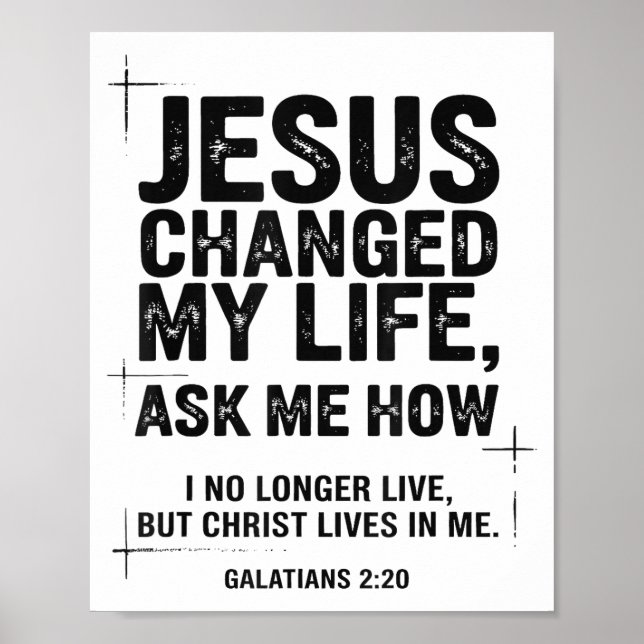 Affiche Jesus Changed My Life Ask Me How Christian Bible V (Devant)