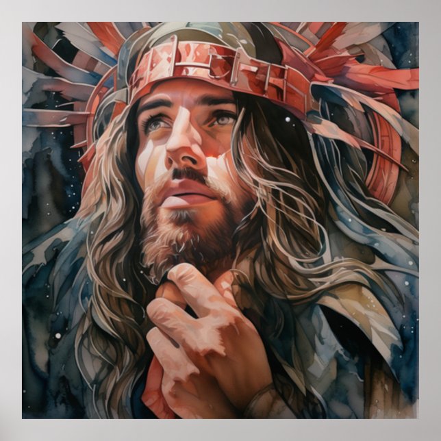 Affiche Jésus cherchant une direction venant du Père (Devant)