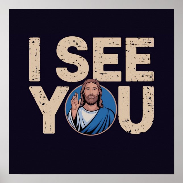 Affiche Jésus chrétien vous regarde, Jésus je vous vois (Devant)