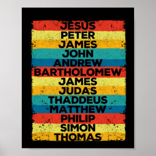 Affiche Jésus Christ 12 Apôtres Disciples Noël drôle