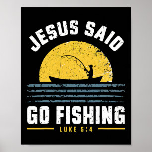 Affiche Jésus-Christ a dit allez à la pêche chrétien pêche