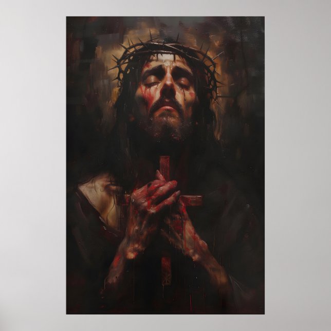 Affiche Jésus-Christ avec couronne d'épines Art, Numérique (Devant)