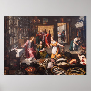 Affiche Jésus-Christ avec Marthe et Marie - Joos Goemaere