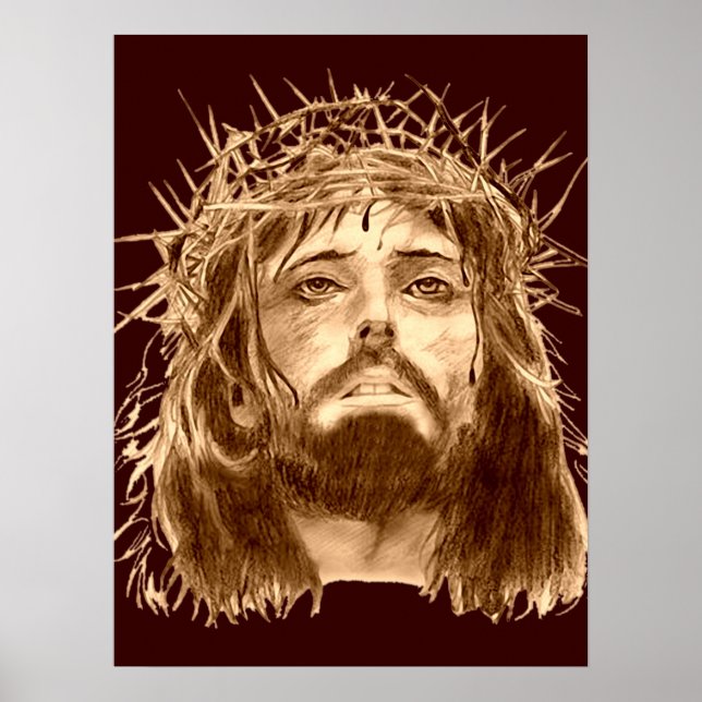 Affiche Jésus-Christ avec une couronne d'épines (Devant)