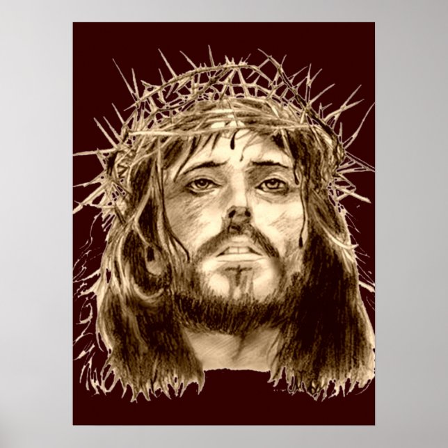 Affiche Jésus-Christ avec une couronne d'épines (Devant)