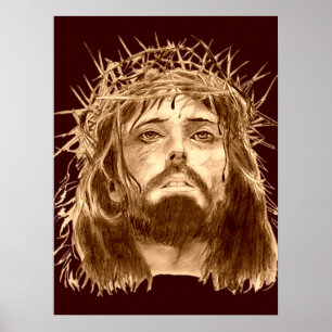 Affiche Jésus-Christ avec une couronne des épines
