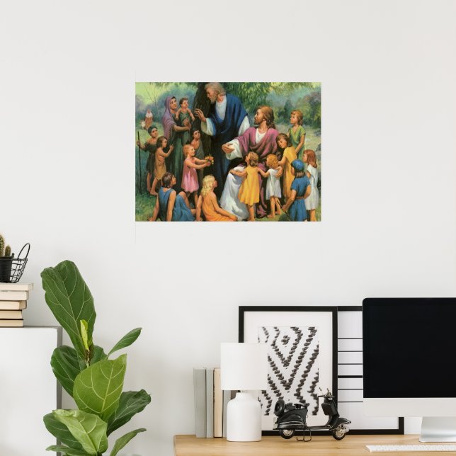 Affiche Jésus-Christ Bénédiction des enfants, Religion Vin (Bureau à domicile)