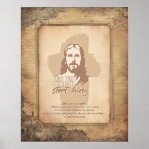 Affiche Jésus-Christ. Chrétien Pracher Vieux