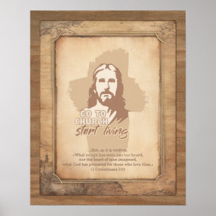 Affiche Jésus-Christ. Chrétien Pracher Vieux