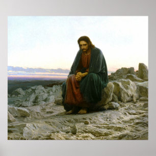 Affiche Jésus-Christ, Christi, dans le désert