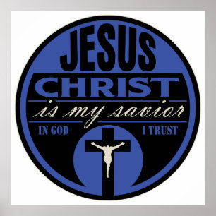 Affiche Jésus Christ est Mon Sauveur(Bleu)