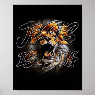 Affiche Jésus Christ Est Roi Avec le Lion de Juda Qui Frap