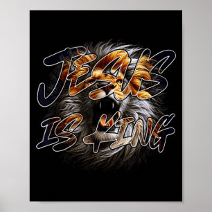 Affiche Jésus Christ Est Roi Avec Lion De Juda Qui Frappe