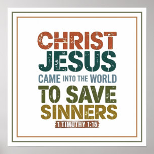 Affiche Jésus-Christ Est Venue Sauver Les Pécheurs Vintage