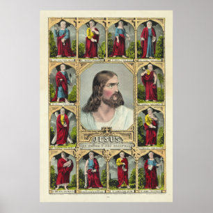 Affiche Jésus-Christ et les douze apôtres christianisme