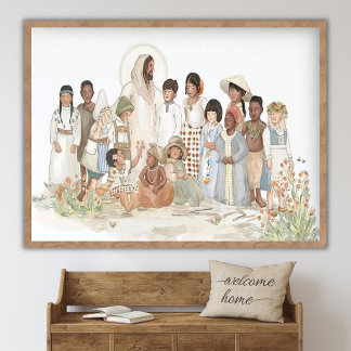 Affiche Jésus-Christ et les petits, Jésus-Christ avec des