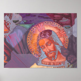 Affiche Jésus Christ Halo Couleur Fou Revêtement Doux Blan