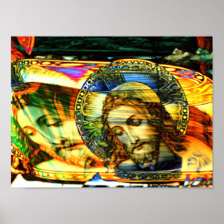 Affiche Jésus Christ Halo EFX Warp Invert Coloré