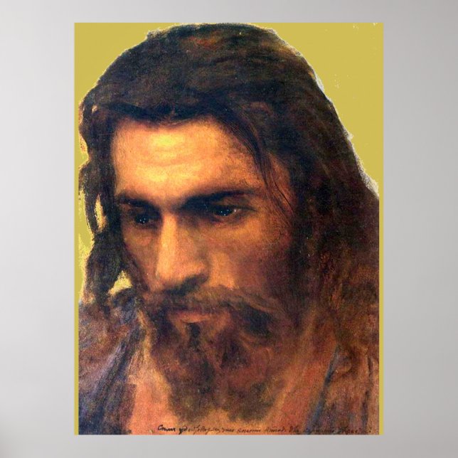 Affiche Jesus Christ head study before 1872 by I. Kramskoi (Devant)