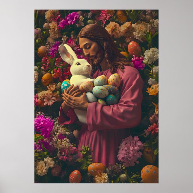 Affiche Jésus Christ Lapin de Pâques (Devant)