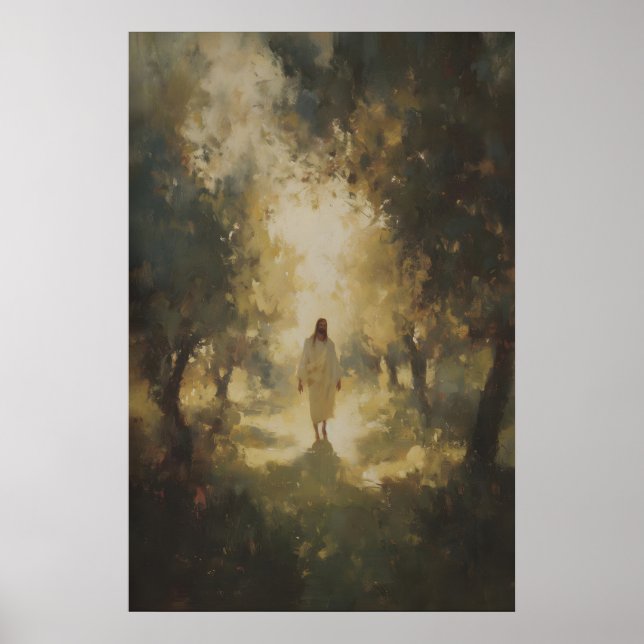 Affiche Jésus-Christ marchant à travers un bois sacré (Devant)