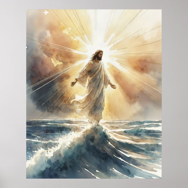 Affiche Jésus Christ marche sur l'eau (Devant)