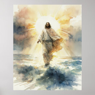 Affiche Jésus Christ marche sur l'eau