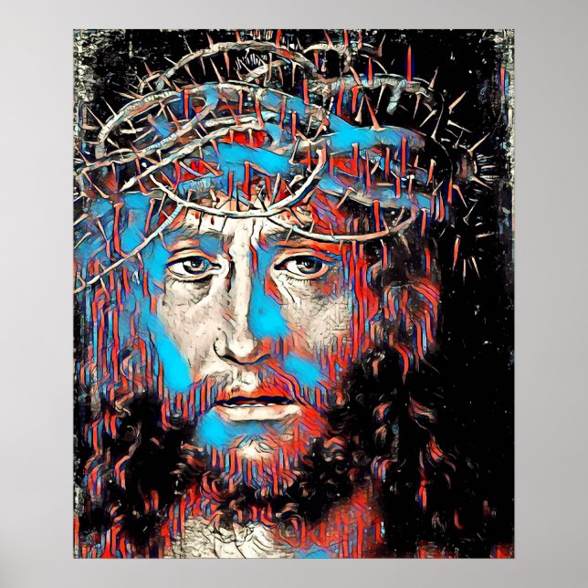 Affiche Jésus-Christ portant une couronne épaisse Peinture (Devant)
