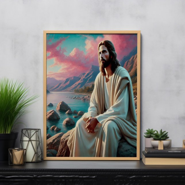 Affiche Jésus Christ regarde vers l'horizon céleste (Créateur téléchargé)