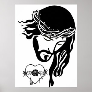 Affiche Jésus Christ Thorns Bleeding Heart Art