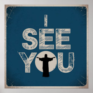 Affiche Jésus-Christ vous regarde, Jésus je te vois
