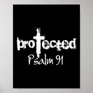 Affiche Jesus Christian Design - Dieu Protégé Psaume 91 Bi