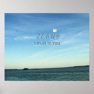 Affiche Jésus & Colombe dans une Scène de Ciel Tranquille