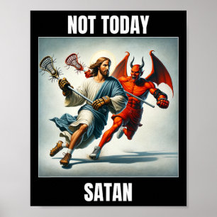 Affiche Jésus Contre Satan Jouer À La Crosse - Pas Aujourd