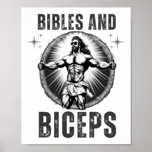 Affiche Jésus de musculation Fitness Bibles et biceps drôl