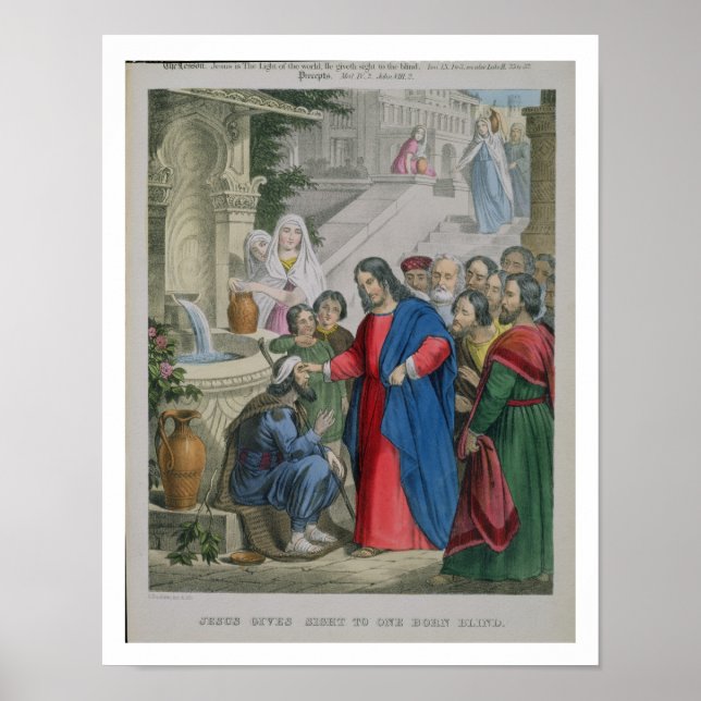 Affiche Jésus donne une vue à un aveugle né, d'une bible (Devant)