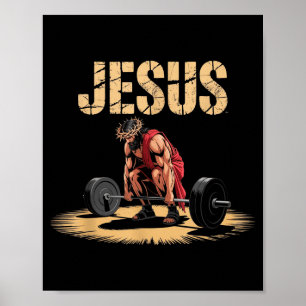 Affiche Jésus drôle de musculation humour chrétien de gym