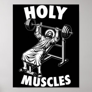 Affiche Jésus drôle muscles saints banc presse salle fitne
