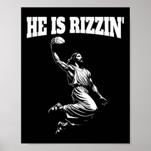 Affiche Jésus Dunking Mème Ciel Basketball Dunk Il Est Ri
