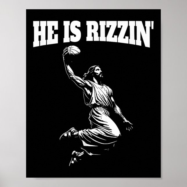 Affiche Jésus Dunking Mème Ciel Basketball Dunk Il Est Ri (Devant)