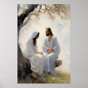 Affiche Jésus embrassant la femme Jésus peinture art bibli