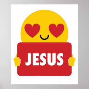 Affiche Jésus Emoji Coeur Chemise TShirt Tee