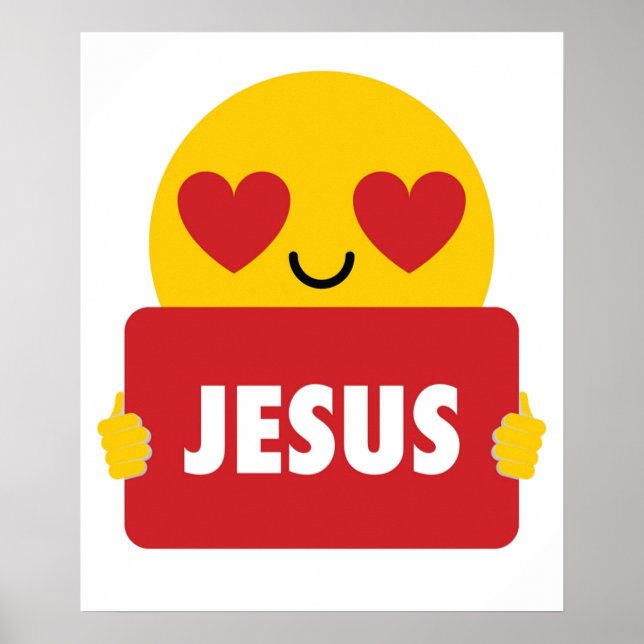 Affiche Jésus Emoji Coeur Chemise TShirt Tee (Devant)