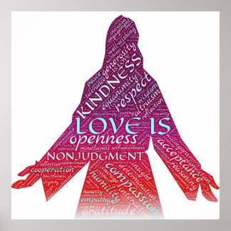 Affiche Jésus est amour, compassion, non-jugement chrétien