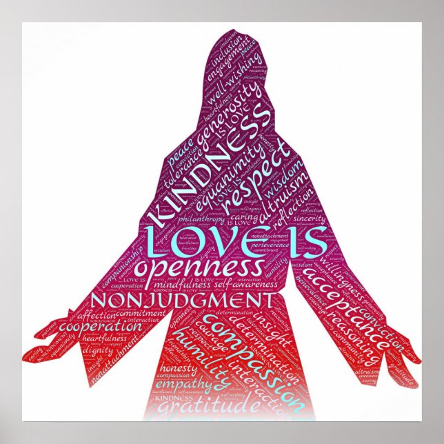 Affiche Jésus est amour, compassion, non-jugement chrétien (Devant)