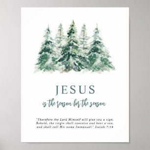Affiche Jésus est la raison de la saison Aquarelle Arbre