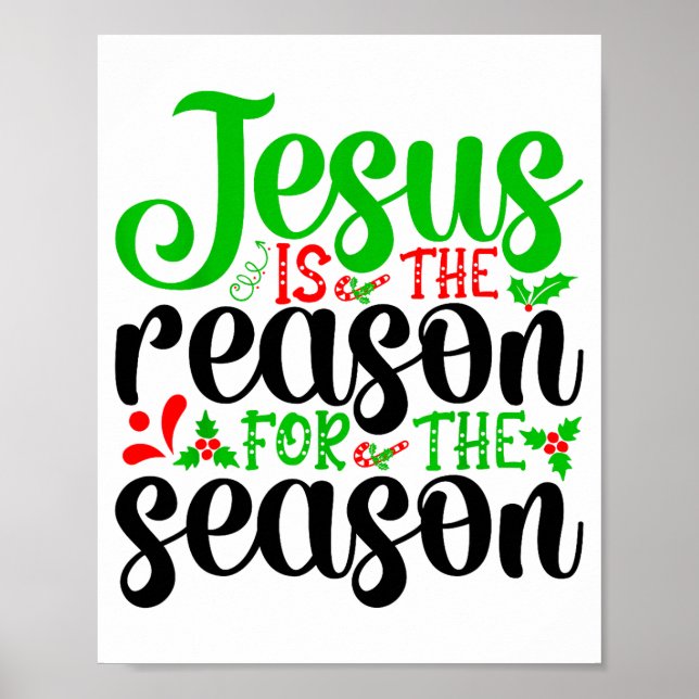 Affiche Jésus Est La Raison De La Saison Bible Joyeux Noël (Devant)